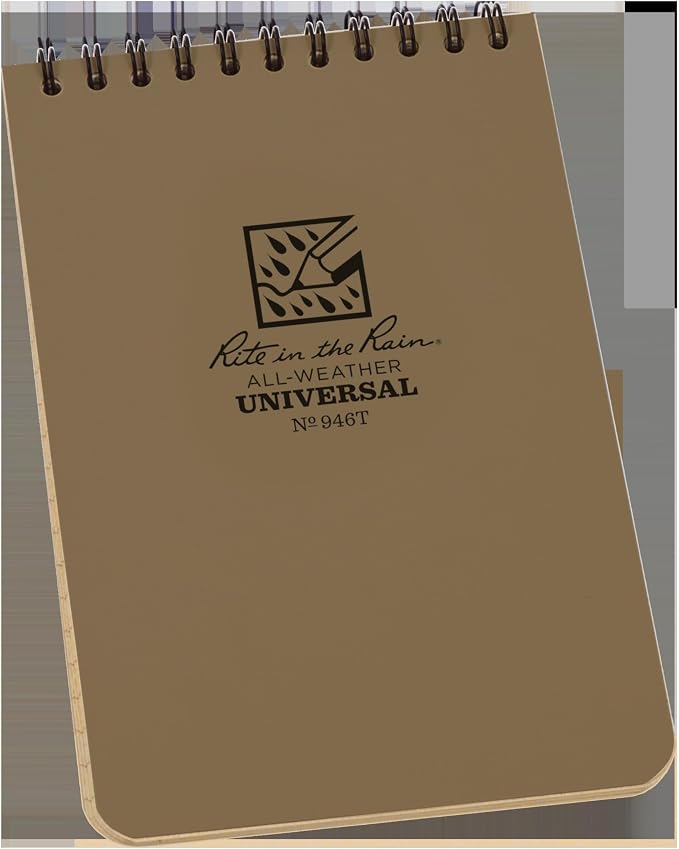 Rite in the Rain Weatherproof Top Spiral Notebook, Tan Cover, Universal Pattern by RiteintheRain