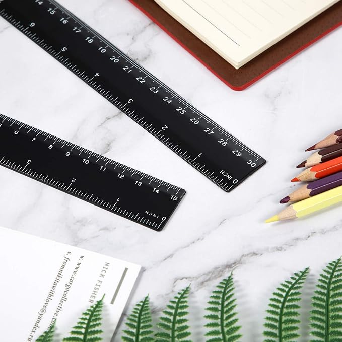 eBoot Plastic Ruler Straight Ruler Plastic Measuring Tool 12 Inches and 6 Inches - Image 6