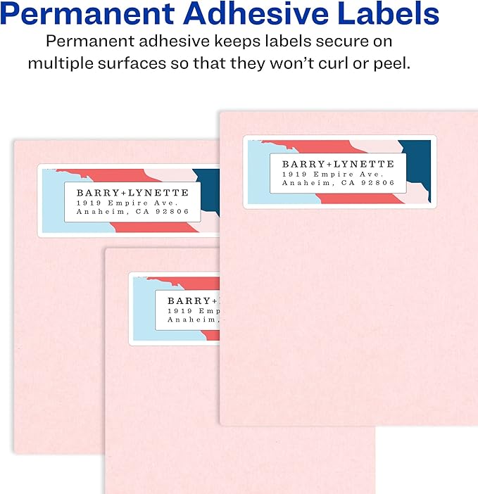 Avery Printable Return Address Labels with Sure Feed, 0.5" x 1.75", White, 8,000 Blank Mailing Labels (05167)
