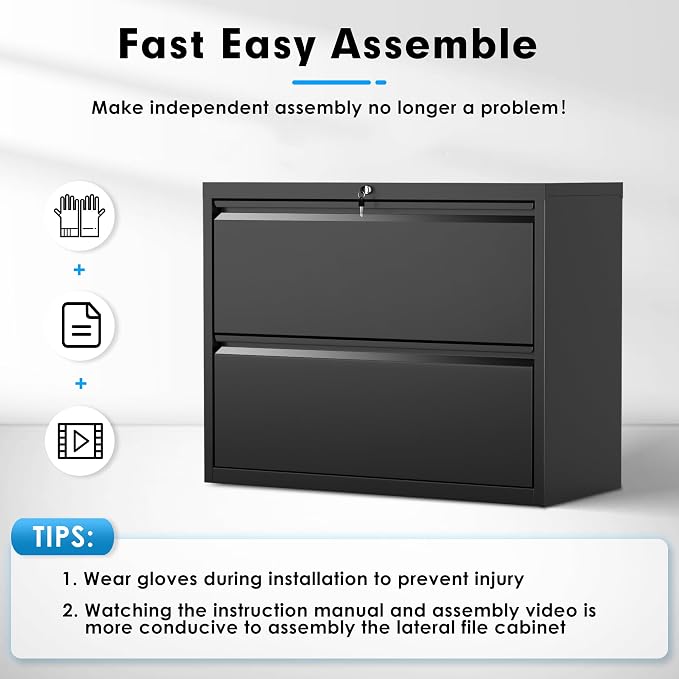 Pataku Lateral File Cabinet, 2 Drawer File Cabinet - Image 9
