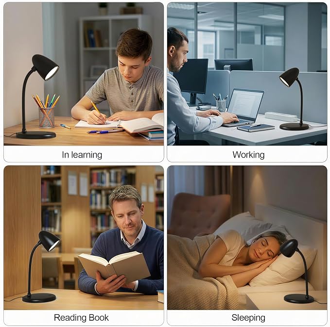 LED Desk Lamp for Home Office, 3 Light Colors, Table Lamp, Dimmable Reading - Image 3