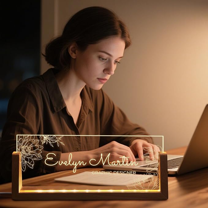 Custom Light Up Name Plate for Desk, Personalized LED Acrylic Name Sign - Image 4