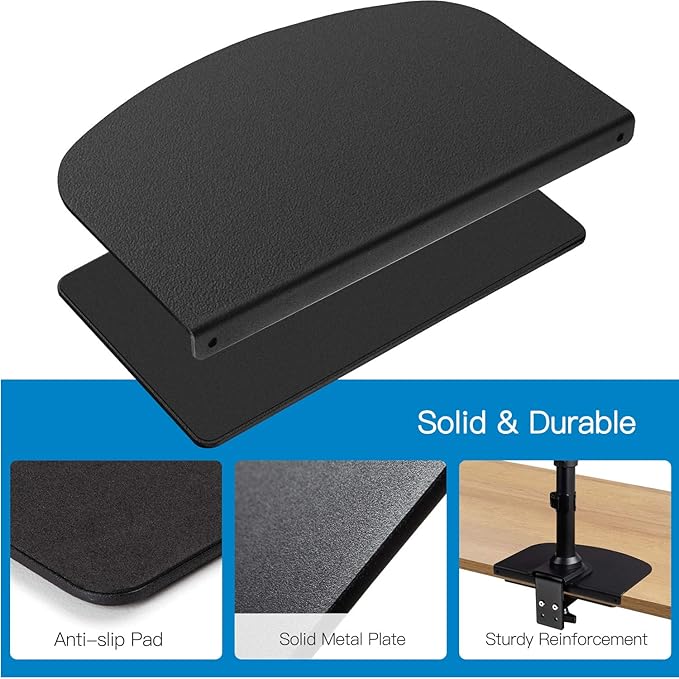 HUANUO Steel Monitor Mount Reinforcement Plate for Thin, Glass and Other Fragile Tabletop, Steel Bracket Plate Fits Most Monitor Stand C Clamp Installation-DeskLoop Office
