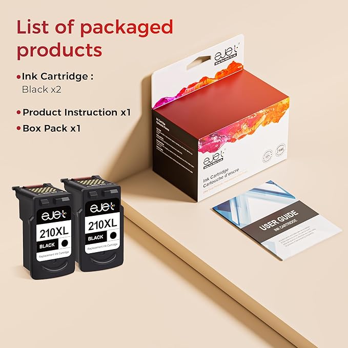 210XL Black Ink Cartridge Remanufactured Replacement for Canon 210XL Black Ink Cartridge 210 XL for Canon PIXMA IP2702 IP2702 MP230 MP250 MP270 MP280 MP480 MP490 MP495 MX320 MX330 MX340 MX410(2 Pack)-DeskLoop Office