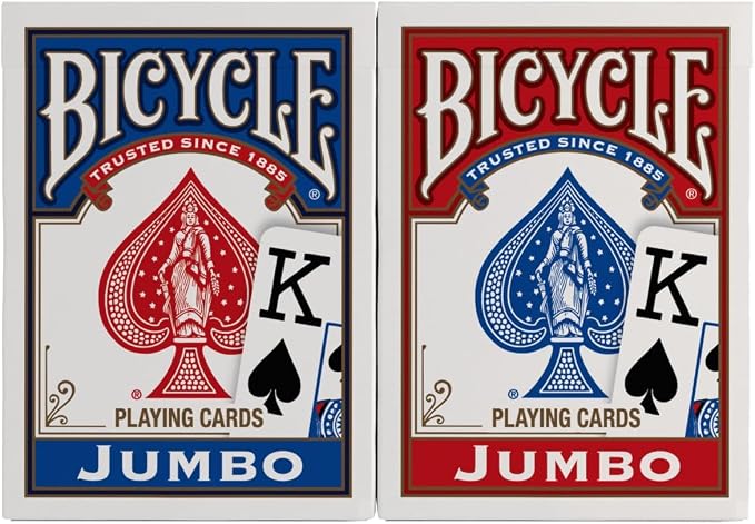 Bicycle Jumbo Index Playing Cards, 2 Pack Large Print Poker Size Deck of Cards - Image 2
