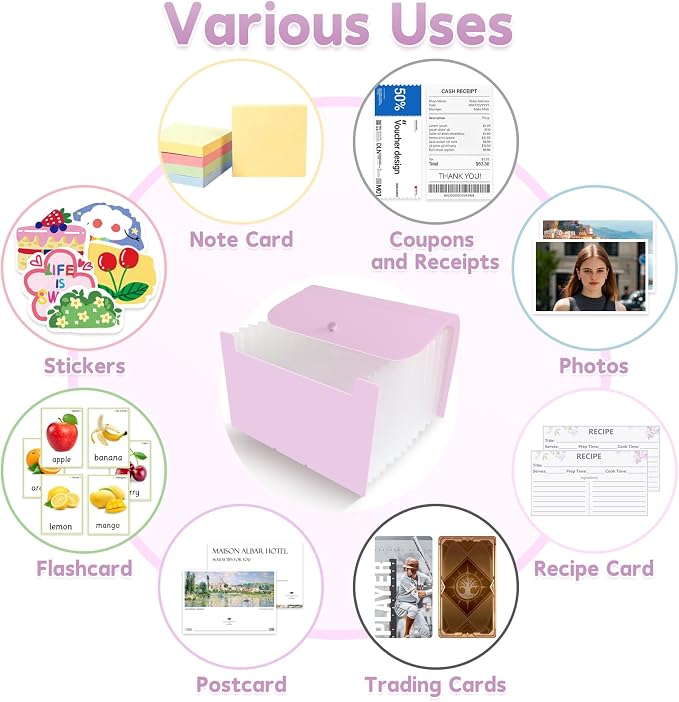 DHATMYC 4x6 Index Card Organizer Holder File Box 3x5 Inch Note Flash Card - Image 6