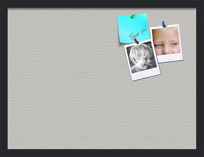 PinPix 24x18 Inch Cork Bulletin Board. This Decorative Framed Pin Board Comes with Light Stone Design and a Satin Black Frame. Ideal for Home Office Decor or Message Board (PinPix-1809)-DeskLoop Office