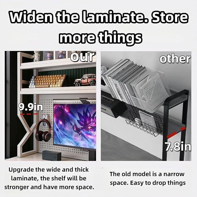 Desktop Hutch Bookshelf, Many Gifts, Metal Desktop Bookcase - Image 9