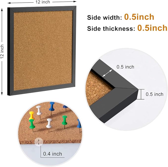 AkTop Cork Board Bulletin Board 12x12, Small Square Pin Board - Image 5