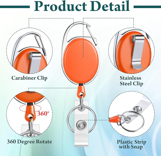 Laumoi 80 Packs Retractable ID Badge Holder Name ID Badge Reel Clips Keychain - Image 3
