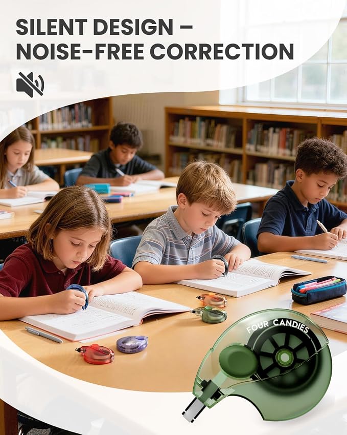 Four Candies Silent Correction Tape, Ergonomic Easy-to-Use Applicator, Fast - Image 2