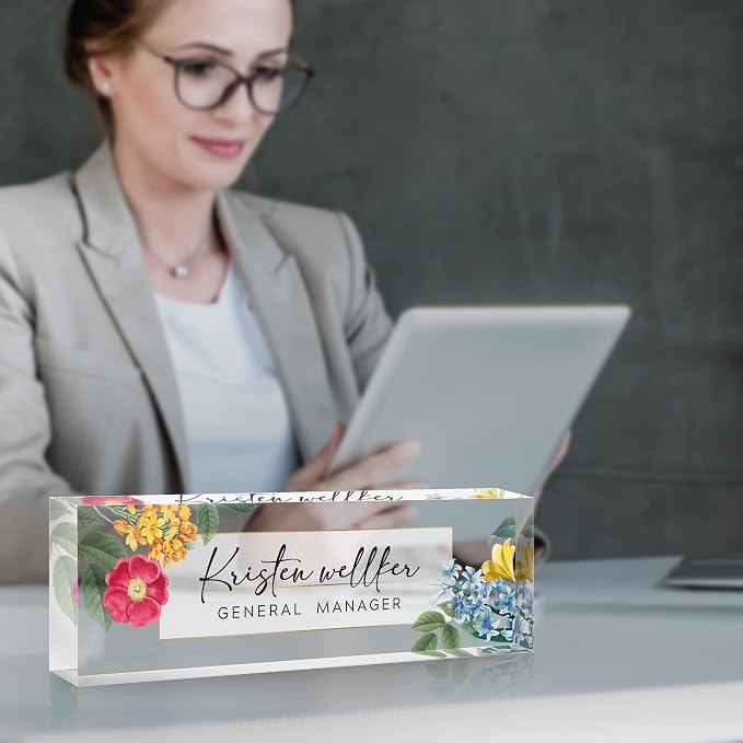Desk Name Plate Personalized, Premium Clear Acrylic Desk Name Plate, - Image 3