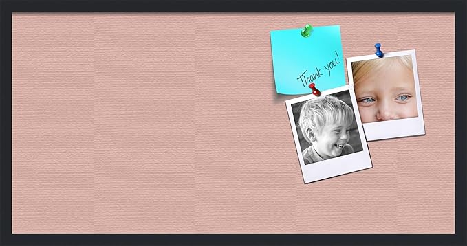 PinPix 36x18 Inch Cork Bulletin Board. This Decorative Framed Pin Board Comes with Pink Pastel Design and a Satin Black Frame. Ideal for Home Office Decor or Message Board (PinPix-1813)-DeskLoop Office