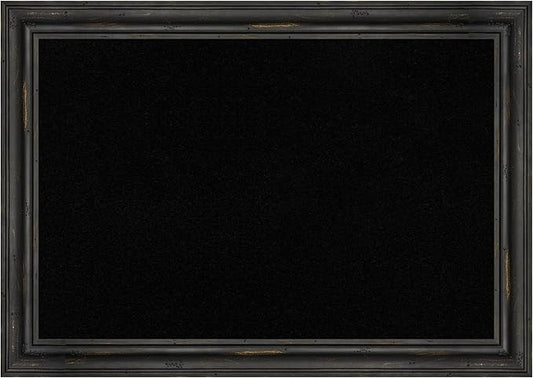 Amanti Art Black Cork Board for Wall, 19x27 Vision Board with Black Wood Frame, Medium Corkboard Office Decor for Home Organization, Country Rustic Corkboard Pinboard to Display Items for Home-DeskLoop Office
