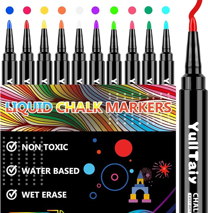 Liquid Chalk Markers for Acrylic Calendar Planning Board, Dry Erase Board by YullTaiy