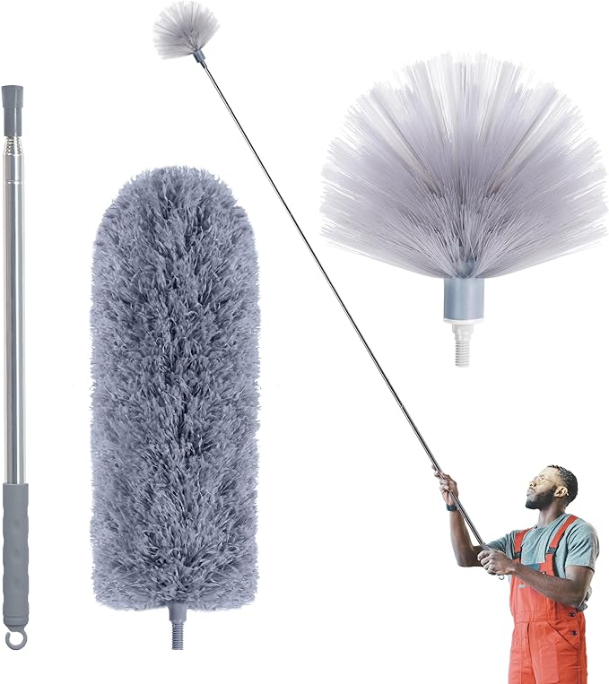 IVYROLL Cobweb Duster with Extension Pole, Spider Web Brush & Ceiling Cleaning by IVYROLL