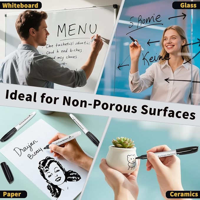 Duchong Dry Erase Markers, 30 Packs Black Fine Tip Whiteboard Markers - Image 6