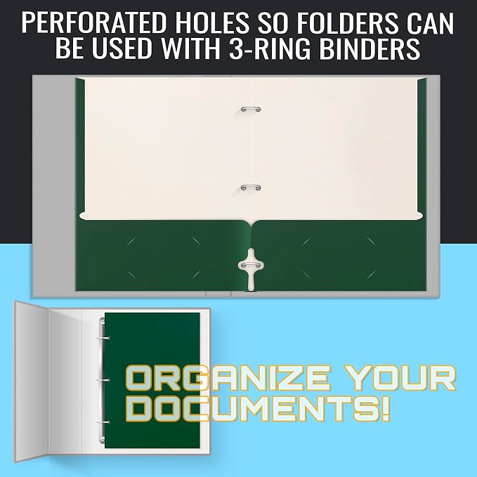 Better Office Products Two Pocket Portfolio Folders, Dark Green, Letter Size - Image 5