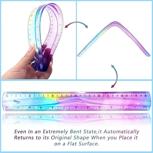 2 PCS 12 Inch Flexible Ruler, Bendable Plastic Ruler, Soft Bendable Gradient - Image 3