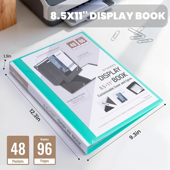 STAGEEK 48-Pocket Portfolio Binder Display 96 Pages, 8.5x11 Binder - Image 2