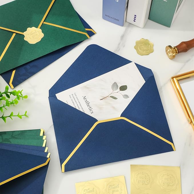 Whaline 50 Pack Green Blue A7 Envelopes - Image 5