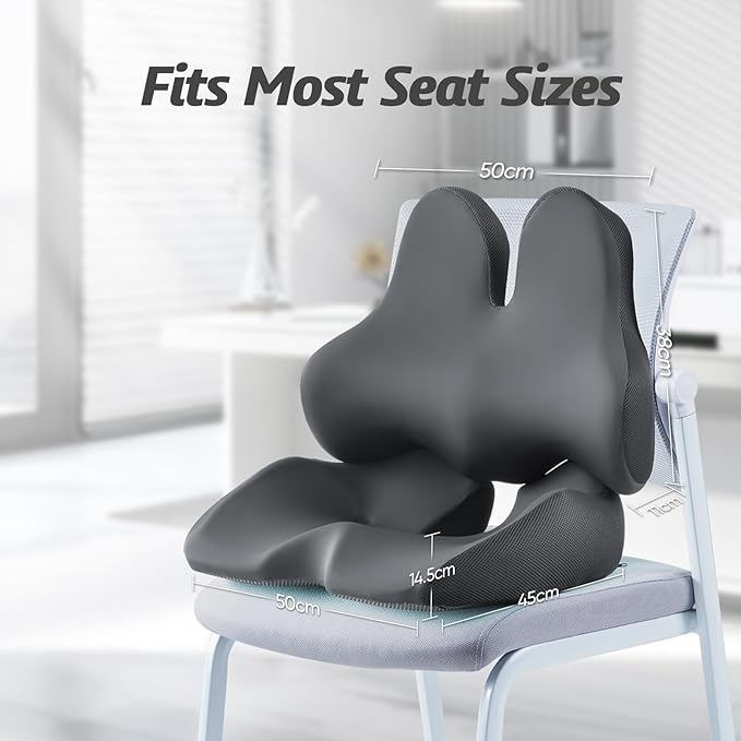 Seat Cushion for Tailbone Pain Relief X-Large,Ergonomic Office Chair Cushion for Butt Hip Lower Back & Sciatica Pain Relief Pillow,Pressure Relief Seat Cushion for Long Sitting,Office & Car (Black)-DeskLoop Office