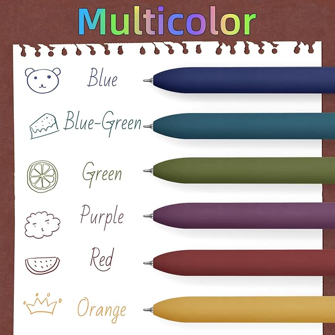 Colorful Pens, 6 Pcs Colored Pens Fine Point Smooth Writing Pen, 0.5mm Colored Ink Gel Pen for Journaling Note Taking Writing, Office School Supplies Gifts for Women (6 Pcs Gold Vintage)-DeskLoop Office