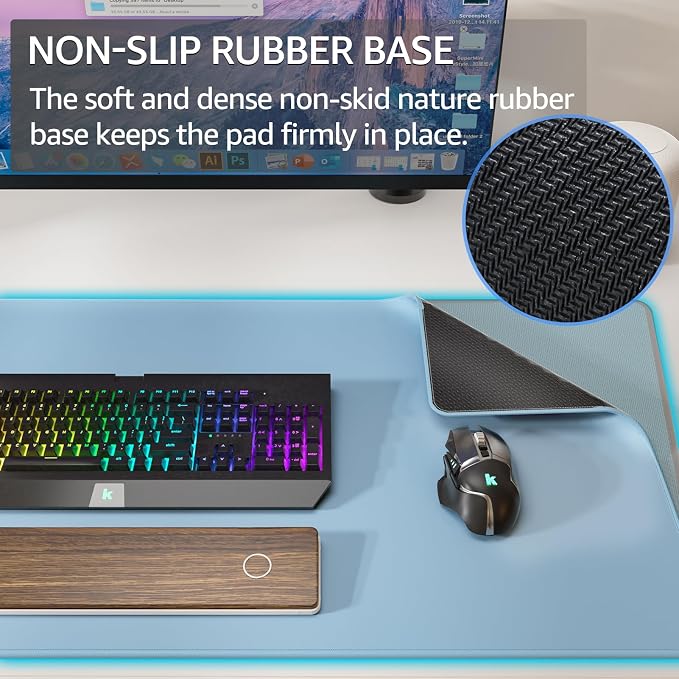 KTRIO Large Gaming Mouse Pad, Desk Mat, 31.5 x 15.7 in, Ice Blue, XXL | Smooth - Image 4