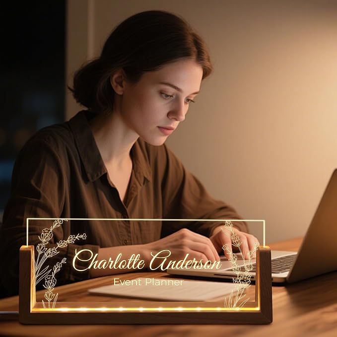 Custom Light Up Name Plate for Desk, Personalized LED Acrylic Name Sign - Image 4