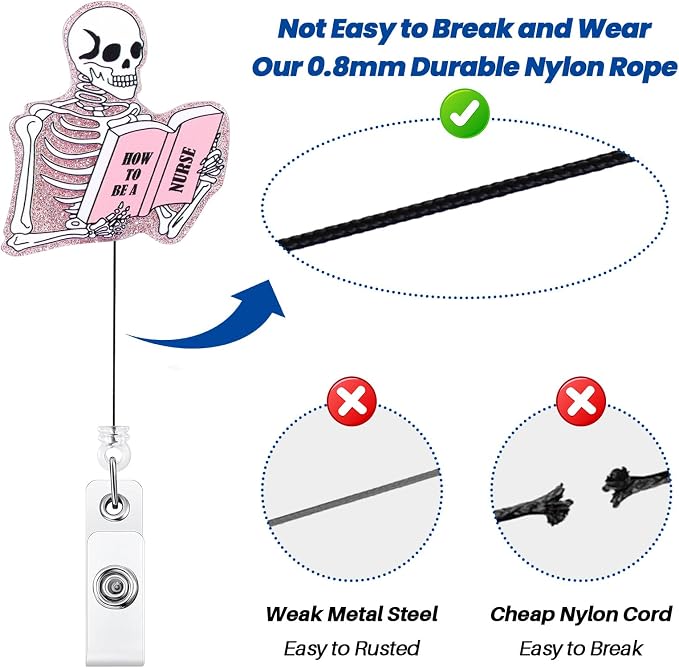 Funny Skeleton Nurse Badge Reel, How to BE A Nurse Fun Badge Holder - Image 5