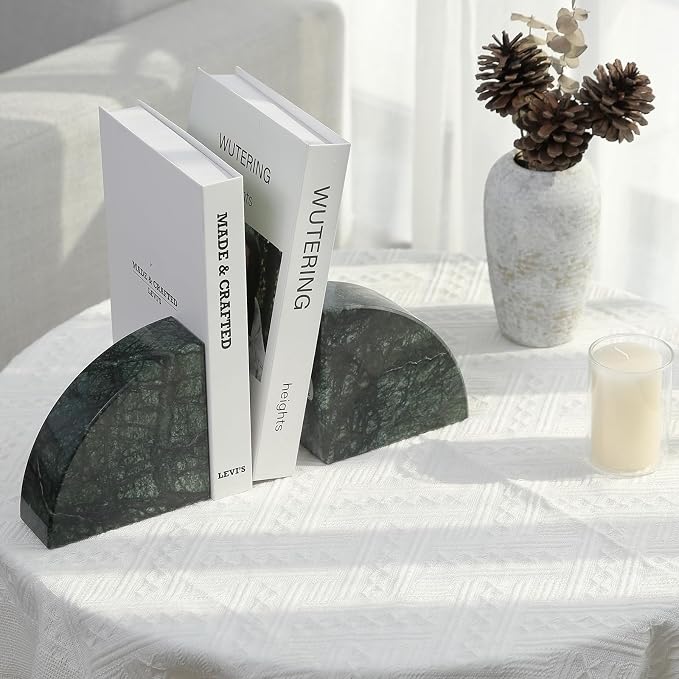 Karibiber Marble Bookend for Shelves, Non-Skid Bookends for Heavy Books - Image 7