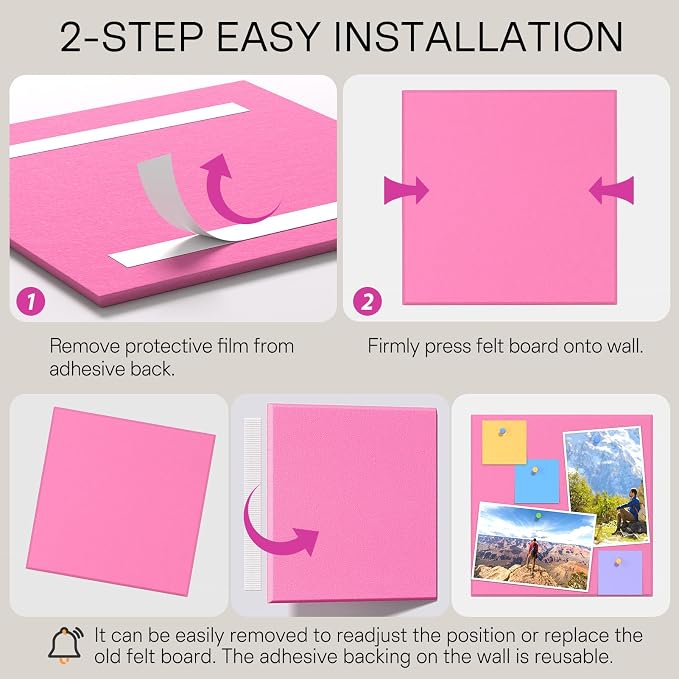 MaxGear Felt Bulletin Board 48" x 36", 12 Pack 11.8" x 11.8" Wall Panels - Image 4