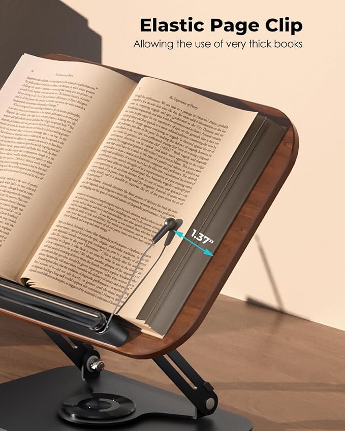 Viozon Book Stand for Reading, Book Holder, Height&Angle Adjustable, 360° - Image 8