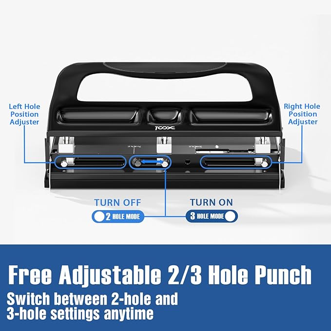 XOOL 3 Hole Punch, Heavy Duty Metal Hole Puncher - Image 3