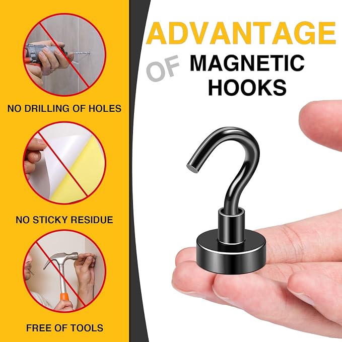 DIYMAG Magnetic Hooks for Refrigerator, Extra Strong Cruise Hook, Heavy Duty - Image 2