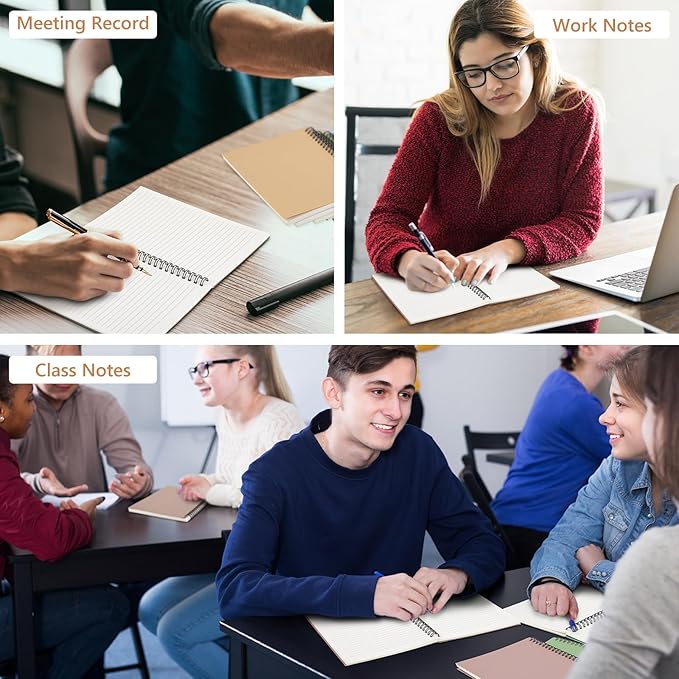 Fuutreo 12 Pcs Spiral Notebook for Work A5 8.3 x 5.7 Inch College Ruled Spiral Journal Notebook Kraft Cover Ruled Paper, 12 Color, 60 Sheets, 120 Pages for Office School (Jewel Color)-DeskLoop Office