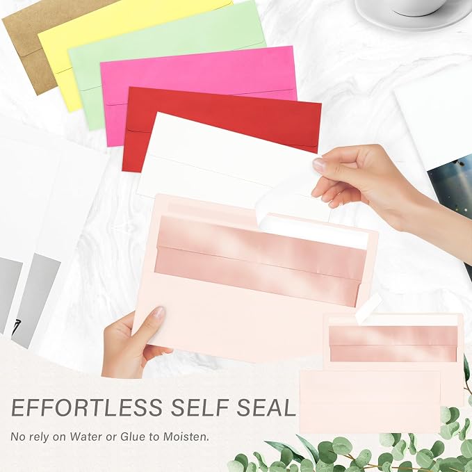 200 Pack #10 Business Envelopes, Self Seal Standard Blush Pink Envelopes - Image 5