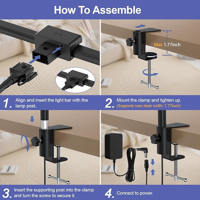 24W Led Desk Lamps with Clamp for Office Home, 31.5-in Double Head, Dimmable 4 - Image 7