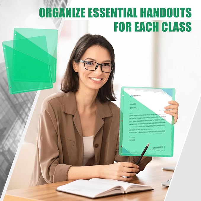 Seajan 100 Pcs Pocket Folders for 3 Ring Binder Clear Plastic Folders Sleeves - Image 5