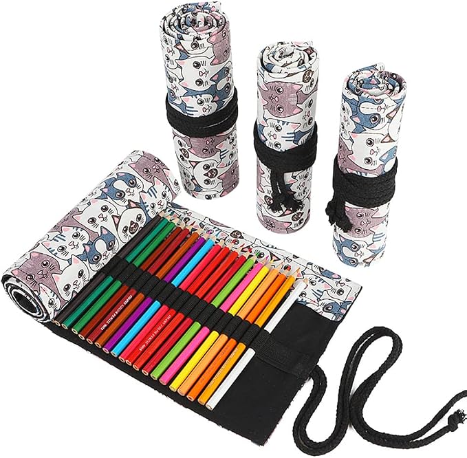DIYOMR 24/36/72 Slots Pencil Wrap Pencil Rolls, Artist Colored Pencils Roll Up by DIYOMR