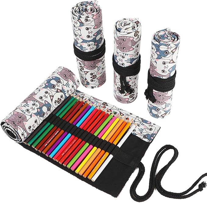 DIYOMR 24/36/72 Slots Pencil Wrap Pencil Rolls, Artist Colored Pencils Roll Up by DIYOMR