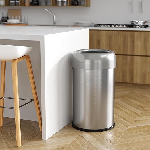 iTouchless 13 Gallon Dual-Deodorizer Trash Can and Recycle Bin Stainless Steel Commercial Grade, Large 10 Inch, Home, Restaurant, Restroom, Office, Open Top, Round-DeskLoop Office