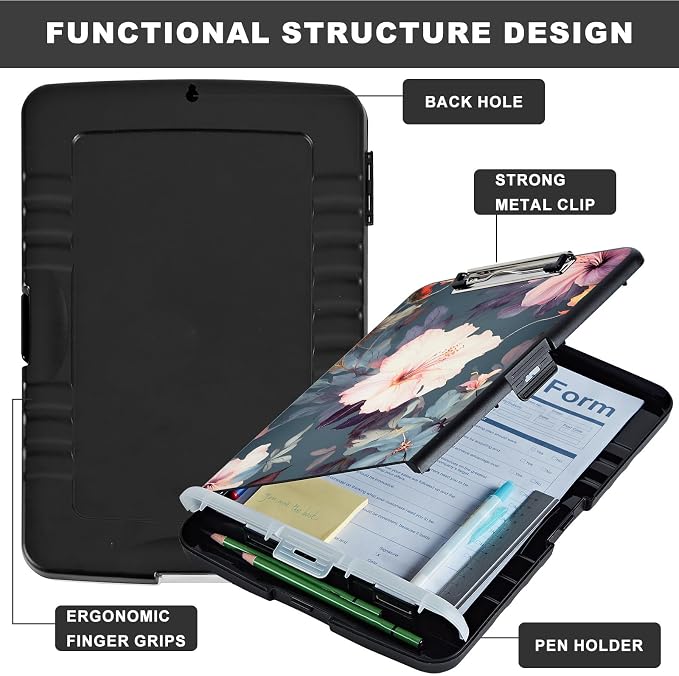 Clipboard with Storage, Heavy Duty Plastic Storage Clipboard with Low Profile - Image 6