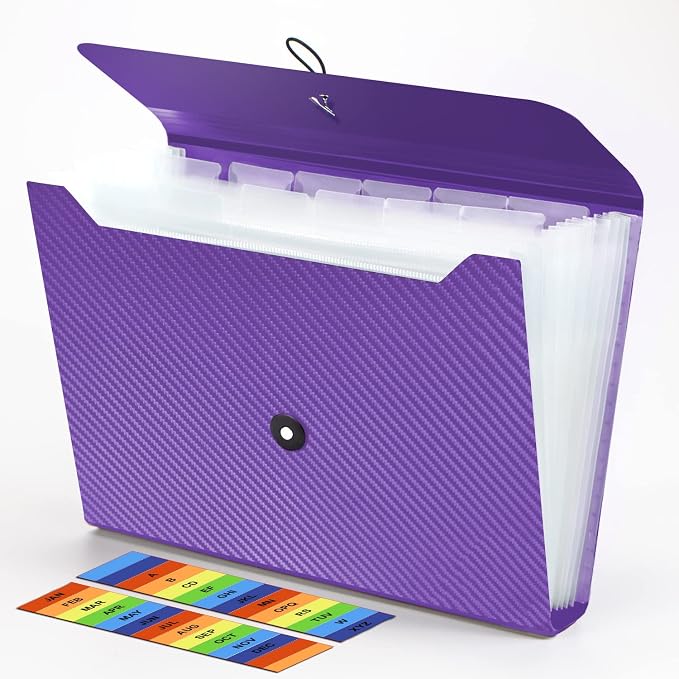 Expanding File Folder, 13 Pockets Accordian File Holder Organizer, A4 Letter by Nicecho