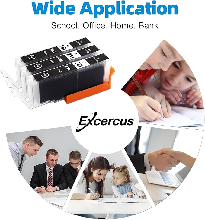 Compatible Ink Cartridge Replacement for Canon 280 281 CLI 281 CLI-281 XXL (3 Black) for Pixma TS702 TS6120 TS6220 TS6320 TR7520 TR8520 TS9520 TS9521C TS8220 TS8322-DeskLoop Office