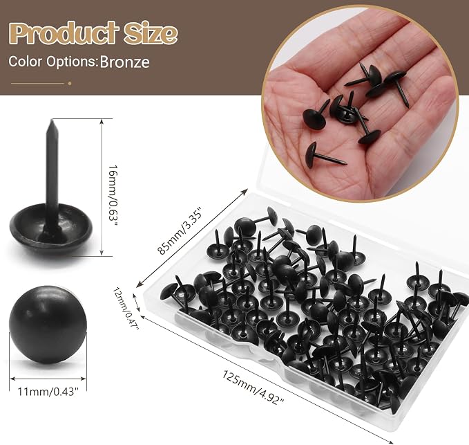 Biaungdo 100 Pcs 11 x 16 mm Round Head Upholstery Tacks, Home Decor - Image 4
