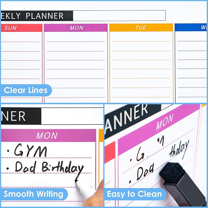 ARCOBIS Weekly Dry Erase Board for Wall, Small Hanging Double-Sided White Board - Image 4