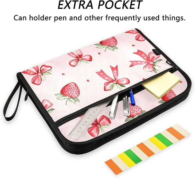 Expanding File Folder Strawberries Bows Pink Accordion File Organizer 13 - Image 6