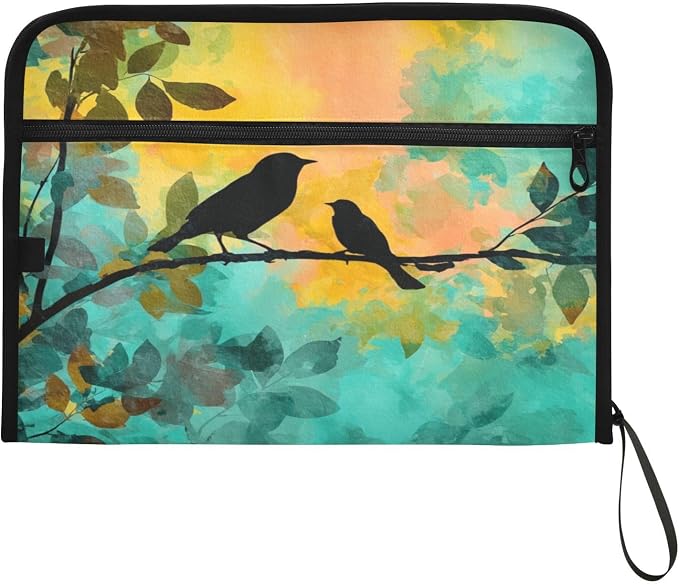 Black Bird Orange Green Accordion File Organizer Expanding Document Folder - Image 7
