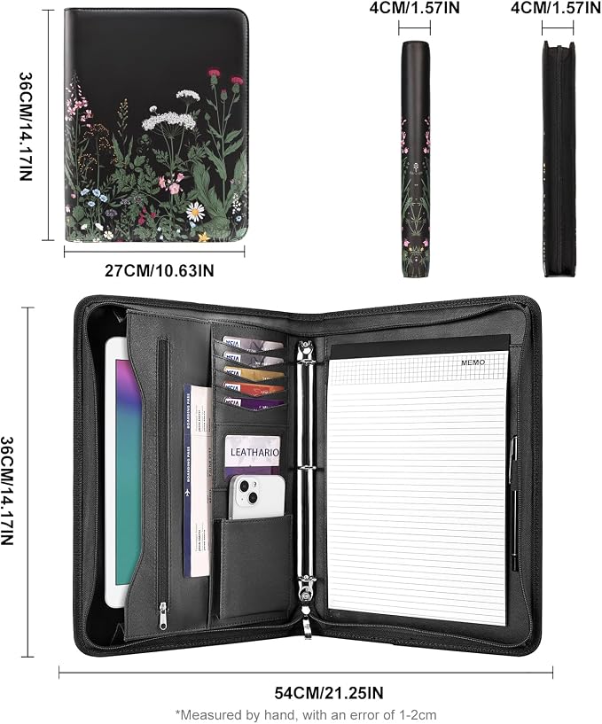 Leathario Portfolio Binder, Includes 5 Folder Index Dividers and 3 Notepads - Image 2